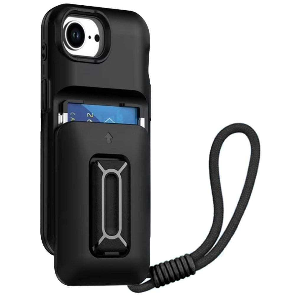 For Apple iPhone 17E /16E Wallet Case with 2- Credit Card Holder, Wrist Strap & Kickstand Hybrid Shockproof TPU Case Cover