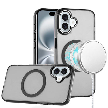 Phone Case for Apple iPhone 16 Magnetic Clear Acrylic Metal Button Camera Guard Shockproof Transparent Slim Grip Premium Hybrid Cover Black