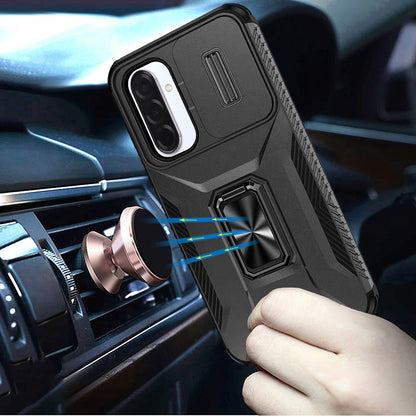 For Samsung Galaxy A57 Case, Camera Cover with Magnetic Rotation Ring Stand, Military Grade Hybrid Hard TPU Shockproof Case Cover