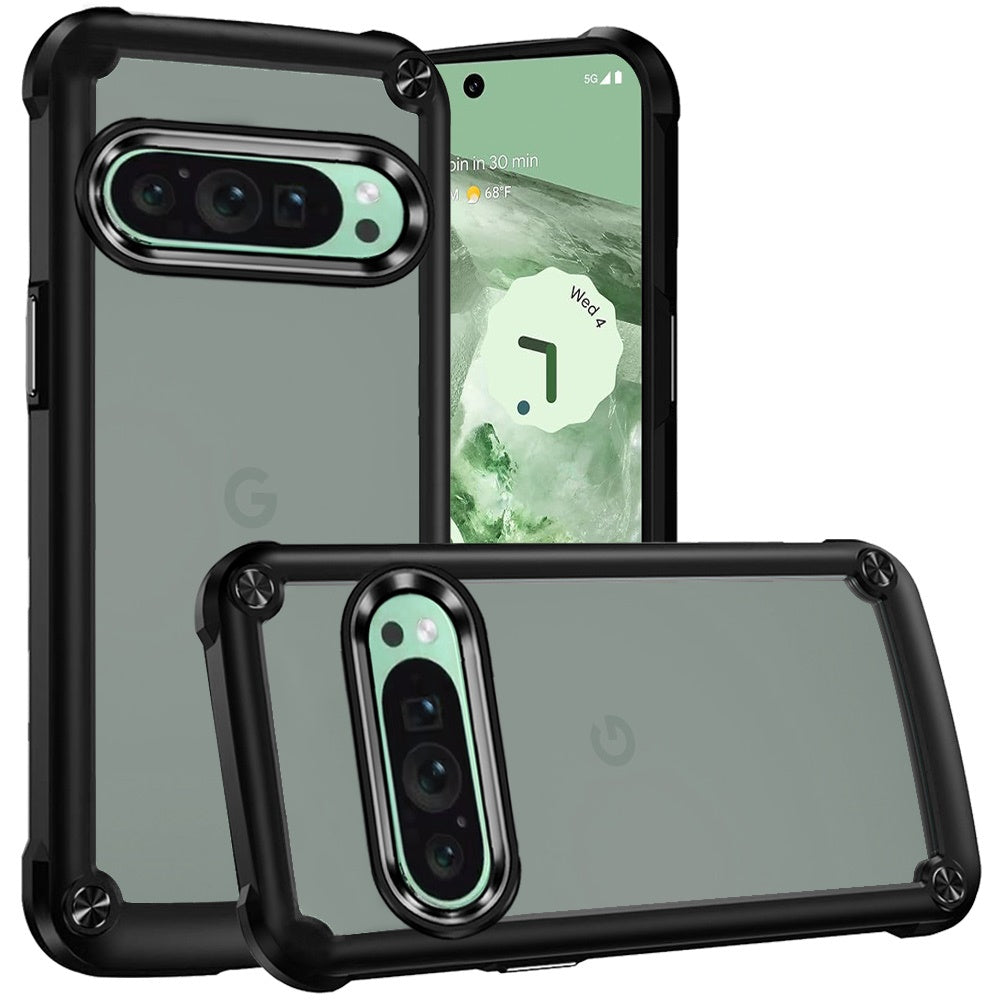 Hybrid Transparent Rubber with Metal Buttons & Camera Edges Hard TPU Corner Frame Bumper