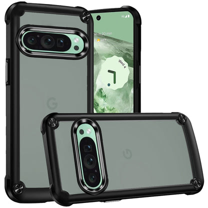 Hybrid Transparent Rubber with Metal Buttons & Camera Edges Hard TPU Corner Frame Bumper