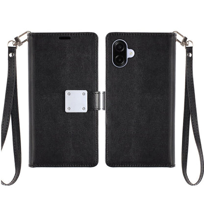 For Samsung Galaxy A07 Wallet Cases PU Leather with Credit Card /ID /Cash Holder Slot Dual Flip Book Pouch, Stand and Strap Case Cover