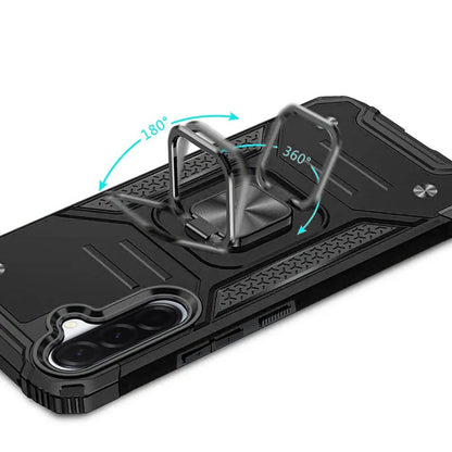 For Samsung Galaxy A37 Armor Hybrid Magnetic Stand with Ring Holder Kickstand Shockproof Heavy-Duty Durable Rugged TPU Dual Layer Case Cover