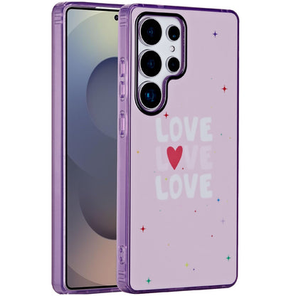For Samsung Galaxy S25 Ultra Fashion Layer Design Slim IMD TPU Protective, Shockproof Hybrid Stylish Durable Hard PC Case Cover Love