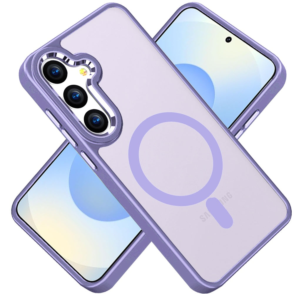 For Samsung Galaxy S25+ /S25 Plus /S24+ Plus MagSafe Compatible Transparent Greatest Clear Acrylic with Color Frame Thick Hybrid TPU Hard Case Cover