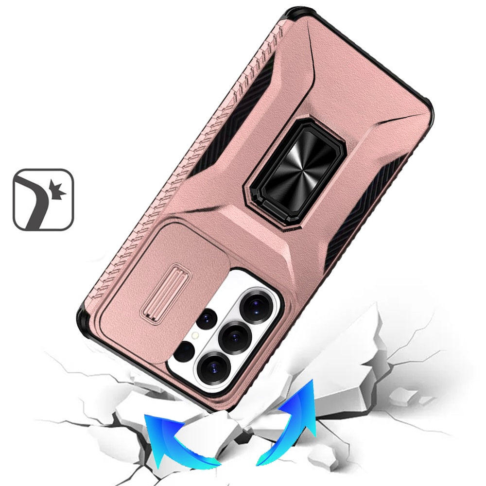 For Samsung Galaxy S26 Ultra Case, Camera Cover with Magnetic Rotation Ring Stand, Military Grade Hybrid Hard TPU Shockproof Case Cover