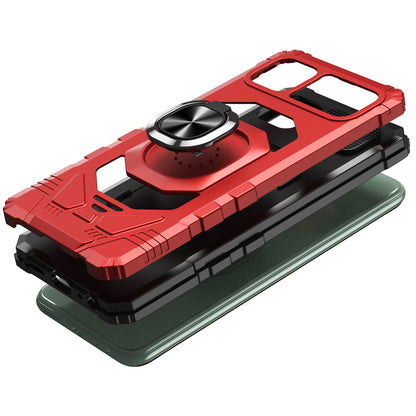 For Samsung Galaxy S25 EDGE Hybrid Dual Layer with 360° Rotate Magnetic Ring Stand Holder Kickstand TPU Rugged PC Shockproof Case Cover Red