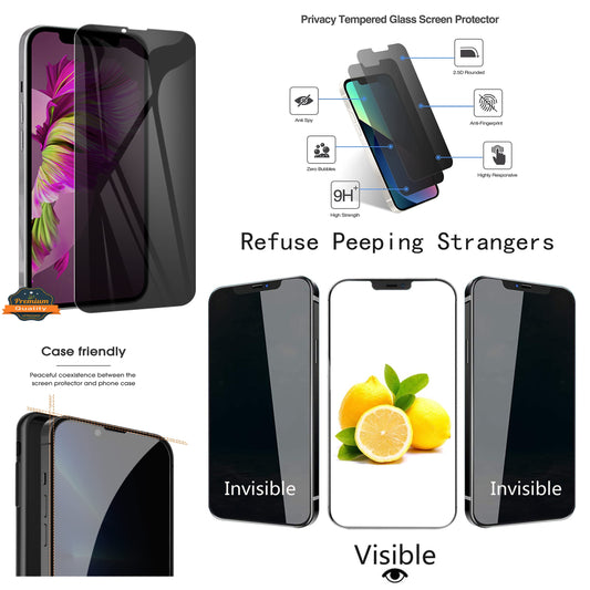 For Apple iPhone 16 Pro (6.3") Privacy Screen Protector Anti Spy 9H Dark Tempered Glass Screen Film Guard Case Friendly Case Cover Black