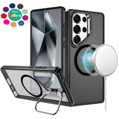 For Samsung Galaxy S23 Ultra Heavy Duty Metallic Hybrid Tough TPU with Camera Ring Stand, MagSafe Compatible, Rugged Drop Protection Case Cover