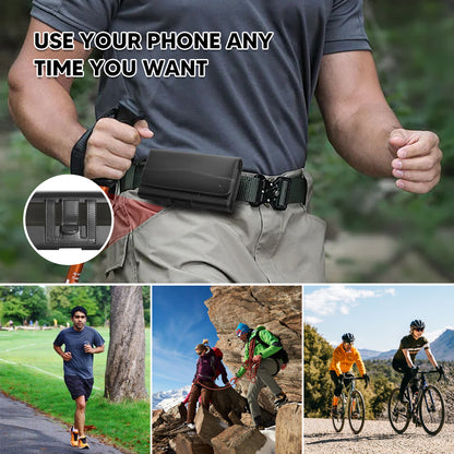 For Apple iPhone 16 Pro (6.3") Universal Horizontal CellPhone Case Smooth Leather Pouch Flap Holster Carrying Case with Dual Card Slots & Belt Clip Loop Cover [Black]