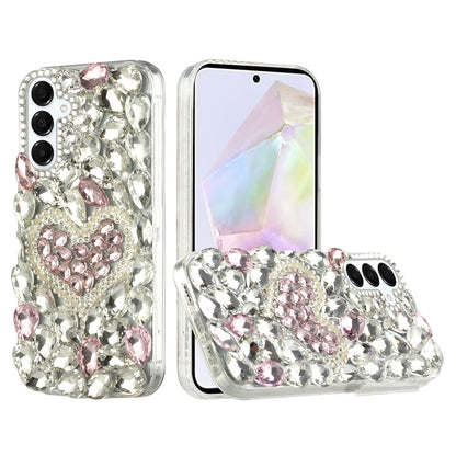 For Samsung Galaxy A36 Bling Crystal 3D Full Diamonds Luxury Sparkle Rhinestone Hybrid Protective Case Cover