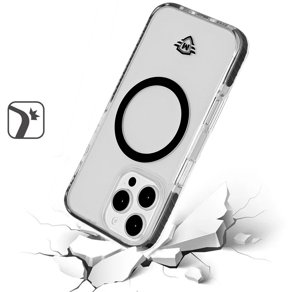 For Apple iPhone 16 Pro (6.3") Premium Hybrid Clear TPU Circle Magnetic [Compatible with MagSafe] Shockproof Color Frame Bumper Case Cover