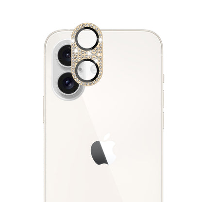 For Apple iPhone 16 (6.1") Camera Lens Full Tempered Glass With Diamond Bling Glitter Rhinestone Lens Protective Case Cover