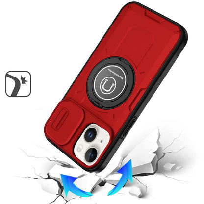 For Apple iPhone 16 (6.1") Build in Invisible Magnetic Ring Stand with Slide Camera Protector, fit Magnetic Car Mount [Compatible with MagSafe] Case Cover