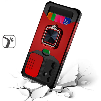 For Samsung Galaxy S26 Ultra Wallet Case with Ring Stand & Slide Camera Cover Back Credit Card Slot Holder, Military Grade Case Cover