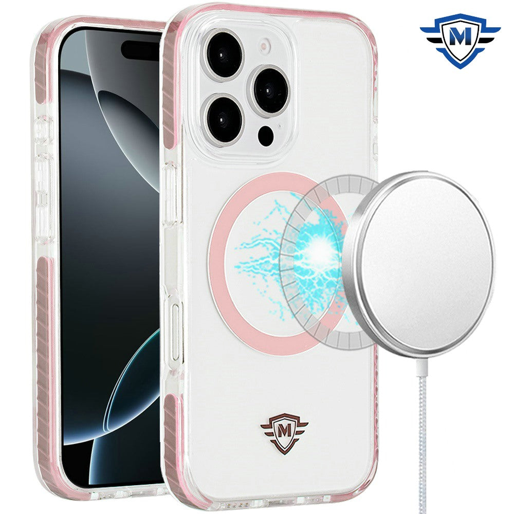 For Apple iPhone 16 Pro Max (6.9") Premium Hybrid Clear TPU Circle Magnetic [Compatible with MagSafe] Shockproof Frame Bumper Case Cover