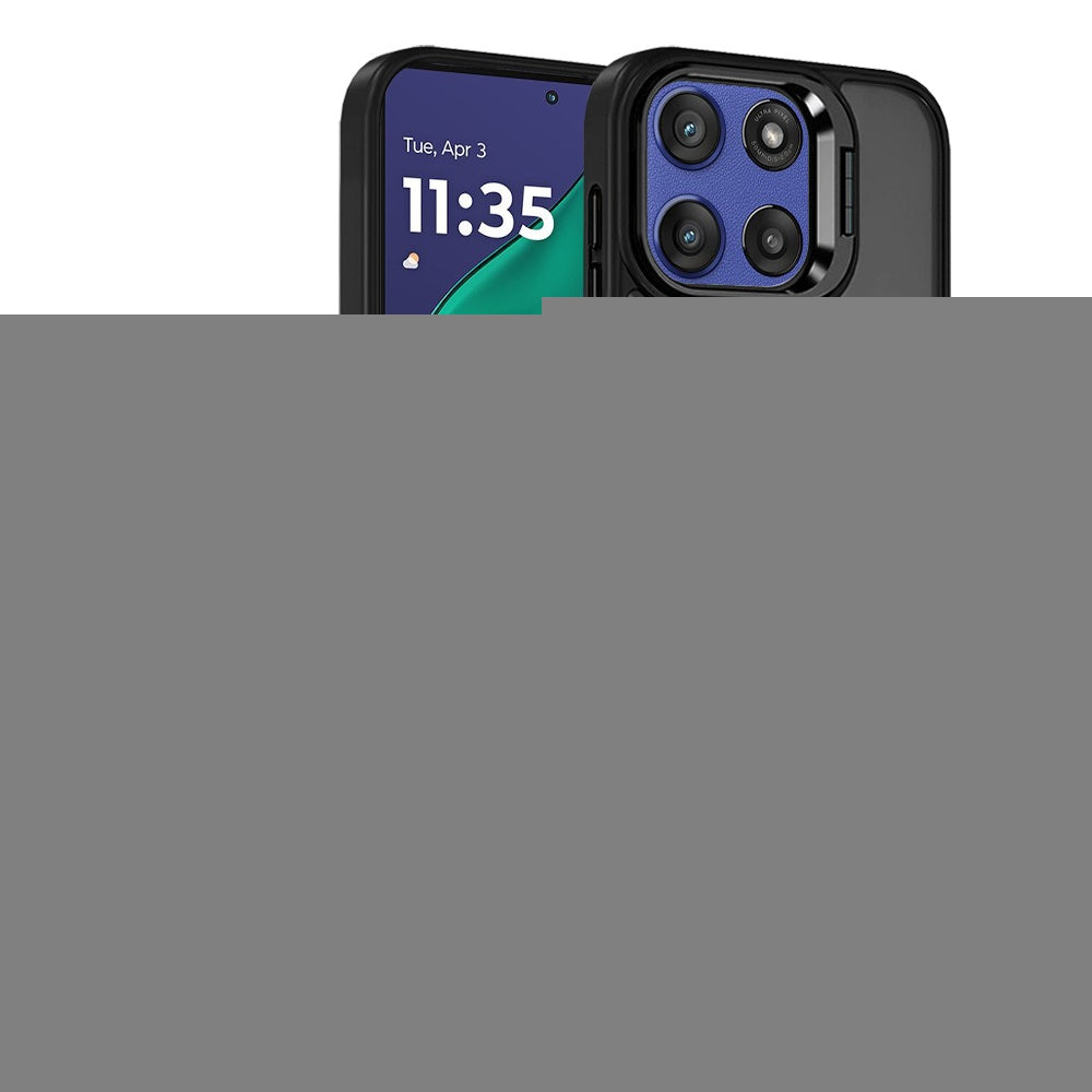 For Motorola Moto G Stylus 5G 2026 /2025 Heavy Duty Metallic Hybrid Tough TPU with Camera Ring Stand, MagSafe Compatible, Rugged Drop Protection Case Cover Black