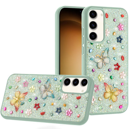 For Motorola Moto G 5G 2025 Diamond Butterfly 3D Glitter Bling Design, Slim Hybrid Sparkle Protective Cover TPU for Women Girls Case Cover Teal