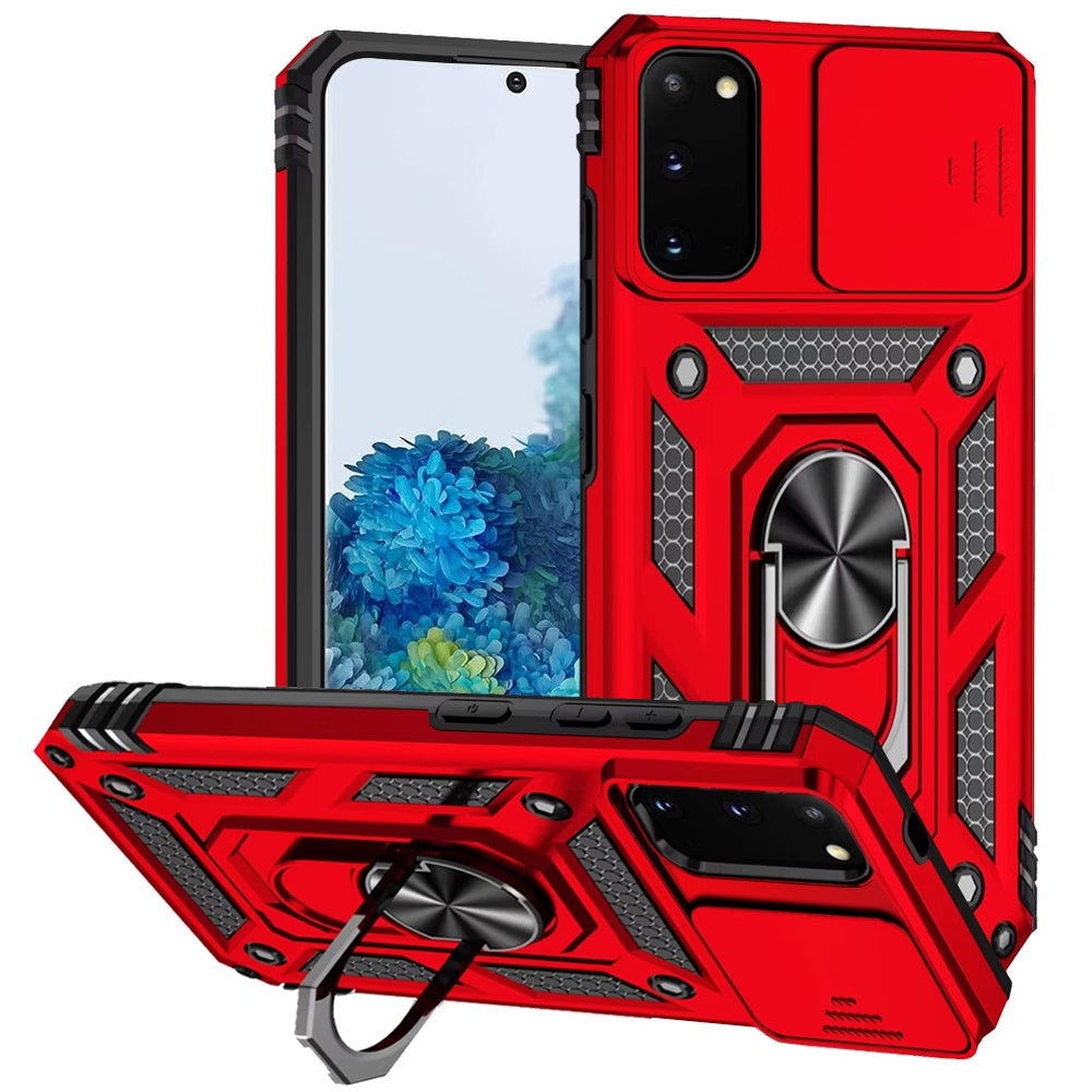 For Samsung Galaxy S20 5G Hybrid Ring Shockproof with 360° Rotate Ring Kickstand, Camera Lens Protection, Soft Edge Bumper Case Cover