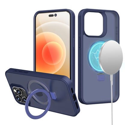 For Samsung Galaxy S26 Ultra Magnetic Circle Kickstand with MagSafe Compatibility, Matte Skin, Rugged Bumper, and Ring Holder Case Cover Blue