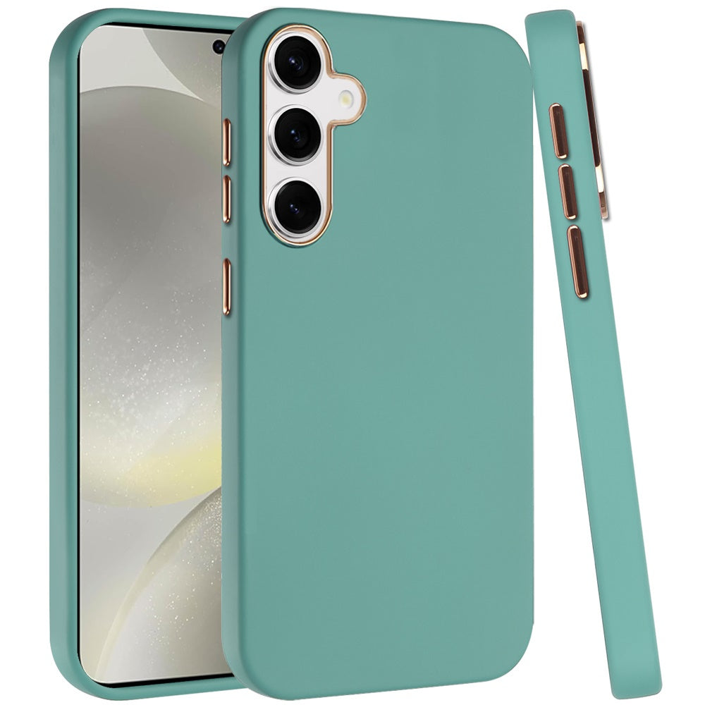 For Samsung Galaxy S25 Ultra Slim Classic Hybrid Around Rubber Gummy Gel Slick Hard PC Silicone TPU Chromed Button Case Cover