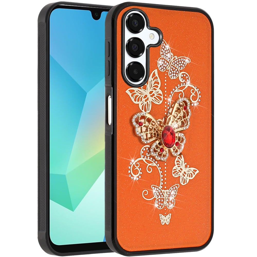 For Samsung Galaxy A16 5G Diamonds 3D Fashion Bling Sparkly Glitter Ornaments Engraving Hybrid with Ring Stand Case Cover