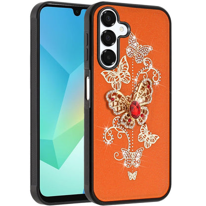 For Samsung Galaxy A16 5G Diamonds 3D Fashion Bling Sparkly Glitter Ornaments Engraving Hybrid with Ring Stand Case Cover