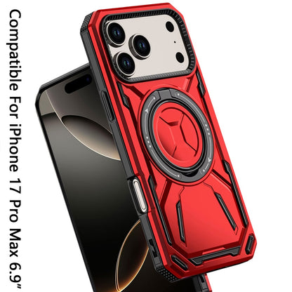 For Apple iPhone 17 Pro Max (6.9") Hybrid Magnetic Ring and 360° Rotational Kickstand with MagSafe Compatible, Military Grade Drop Protection Case Cover