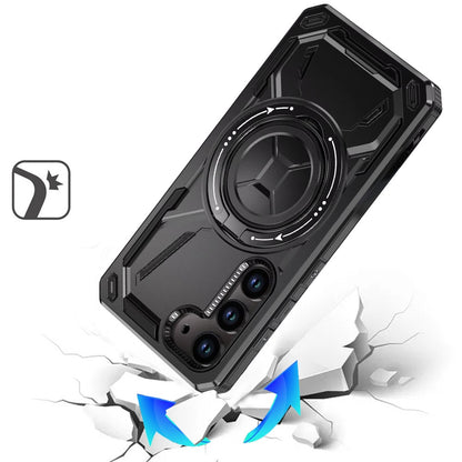 For Samsung Galaxy S23 Hybrid Magnetic Ring and 360° Rotational Kickstand with MagSafe Compatible, Military Grade Drop Protection Case Cover Black