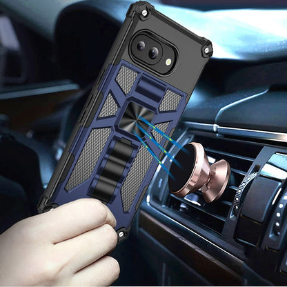 Phone Case for Google Pixel 10A Hiden Kickstand Shockproof Rugged Armor Grip Hybrid Heavy Duty Anti Slip Protective Durable Machine Style Cover