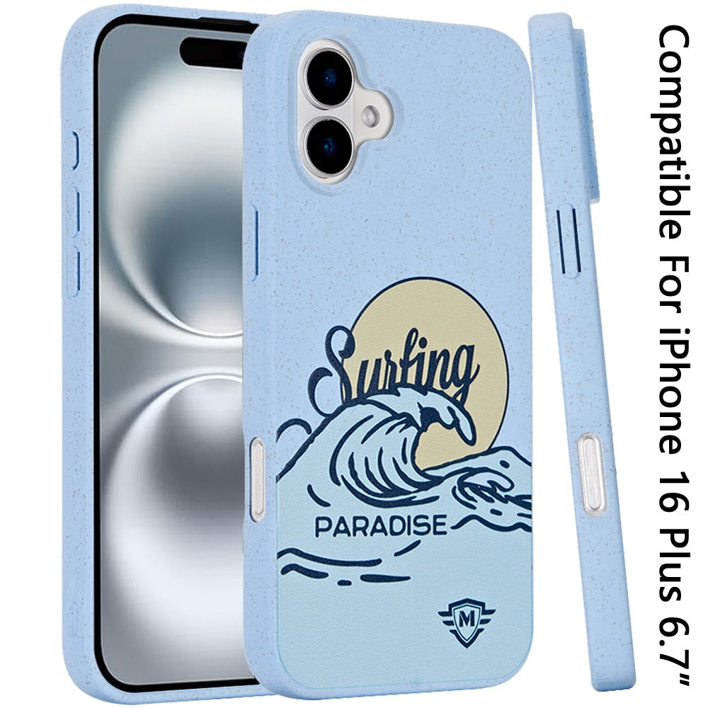 For Apple iPhone 16 Plus Biodegradable Eco Friendly Slim Design Shockproof Protection Lightweight Durable Secure Grip Sustainable Material Case Cover Surfing Paradise