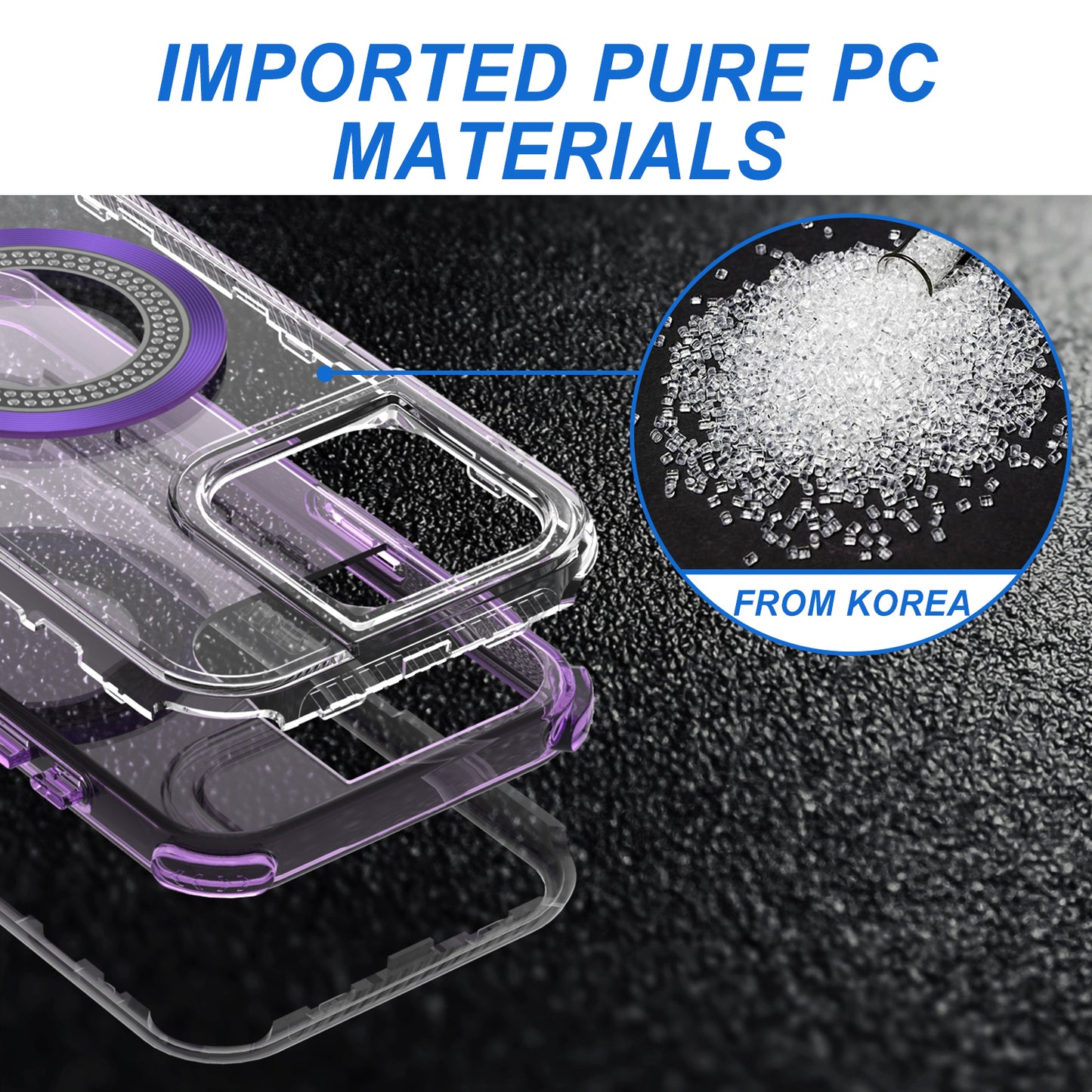 For Apple iPhone 17E /16E Magnetic Circle Compatible with Magsafe, Hybrid Chrome 3in1 Transparent Shockproof TPU Bumper Case Cover Purple