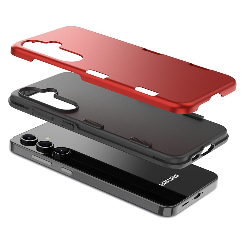 For Hybrid Slim Shockproof Bumper Protective Hard PC + Rubber TPU Phone Cover Bravo Series Case for Samsung Galaxy S24 Fan Edition - Red Case Cover Red