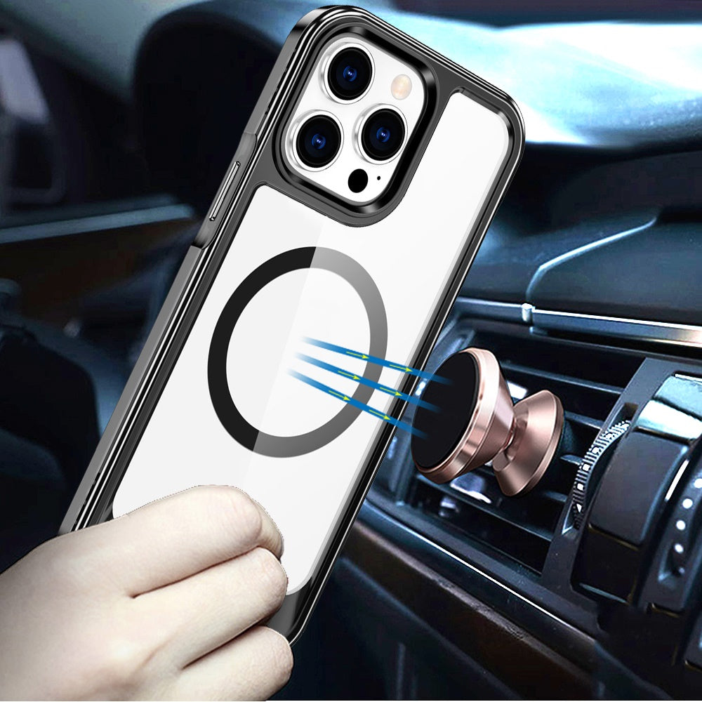 For Apple iPhone 16 (6.1") Transparent HQ Hybrid Slim, Shockproof, Compatible with MagSafe wireless charging & Military-Grade Case Cover