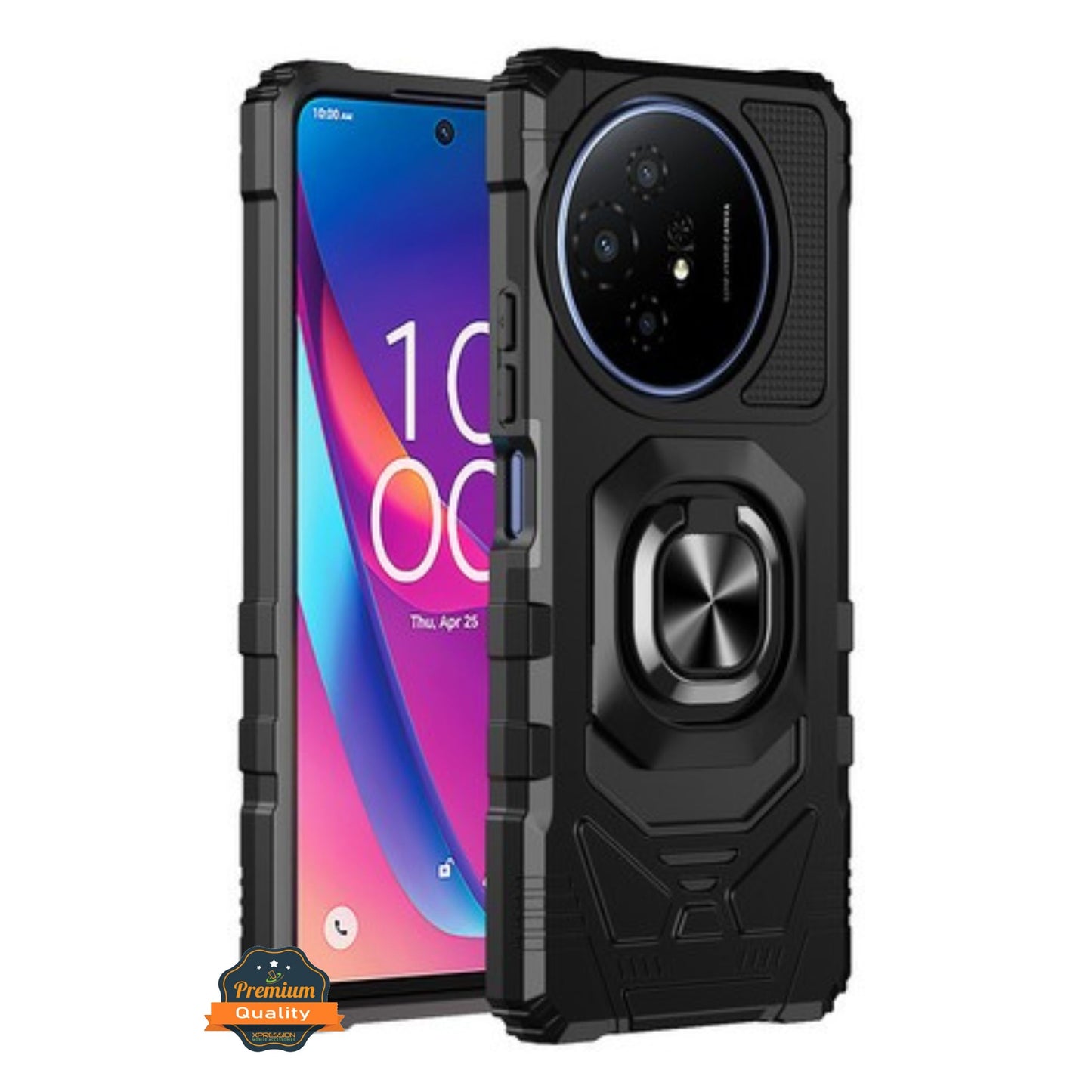 For TCL 60 XE NXTPAPER Hybrid Magnetic Car Mount Ring Kickstand Stand Holder Full-Body Armor Protective [Military Grade] Case Cover