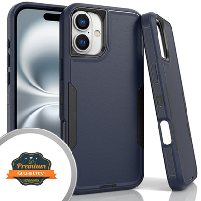 For Apple iPhone 16 Plus (6.7") Tough Hybrid Shockproof Silicone Rubber TPU + Hard PC Heavy Duty Three Layer Armor Protection Case Cover