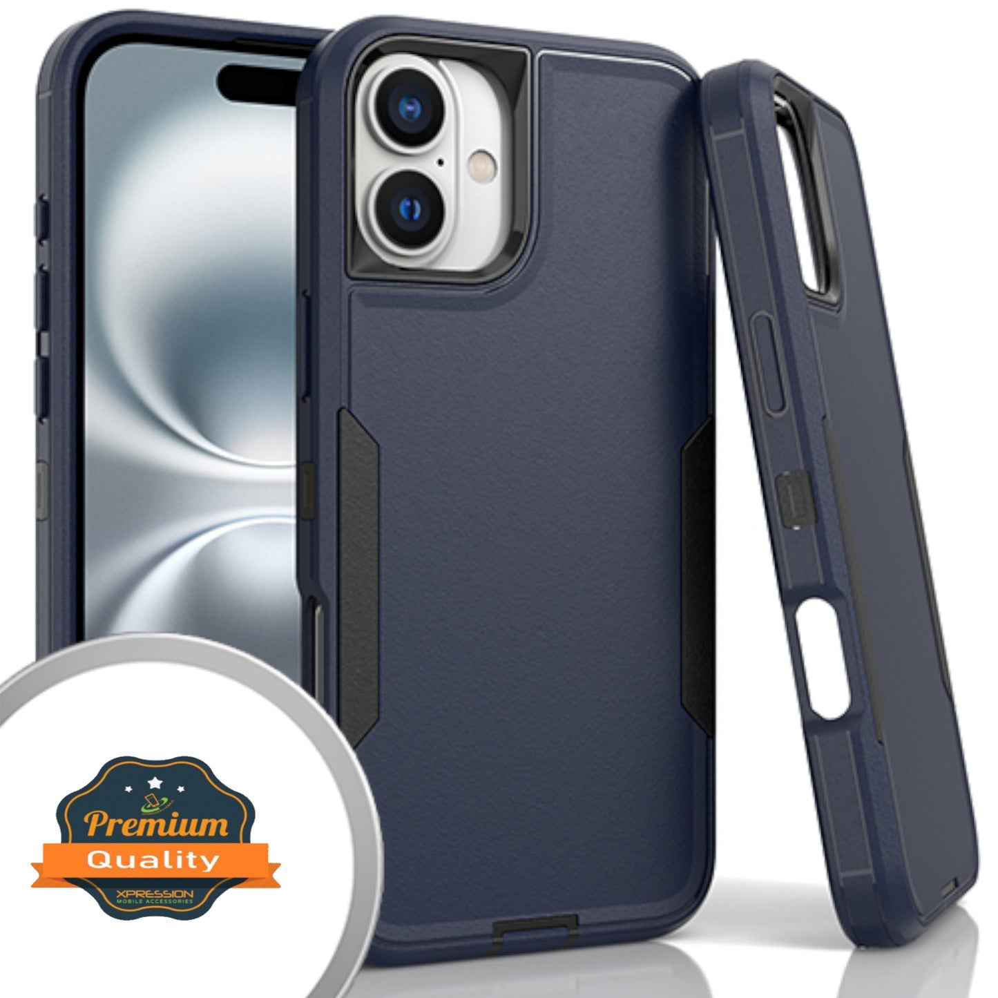 For Apple iPhone 16 Pro Max (6.9") Tough Hybrid Shockproof Silicone Rubber TPU + Hard PC Heavy Duty Three Layer Armor Protection Case Cover