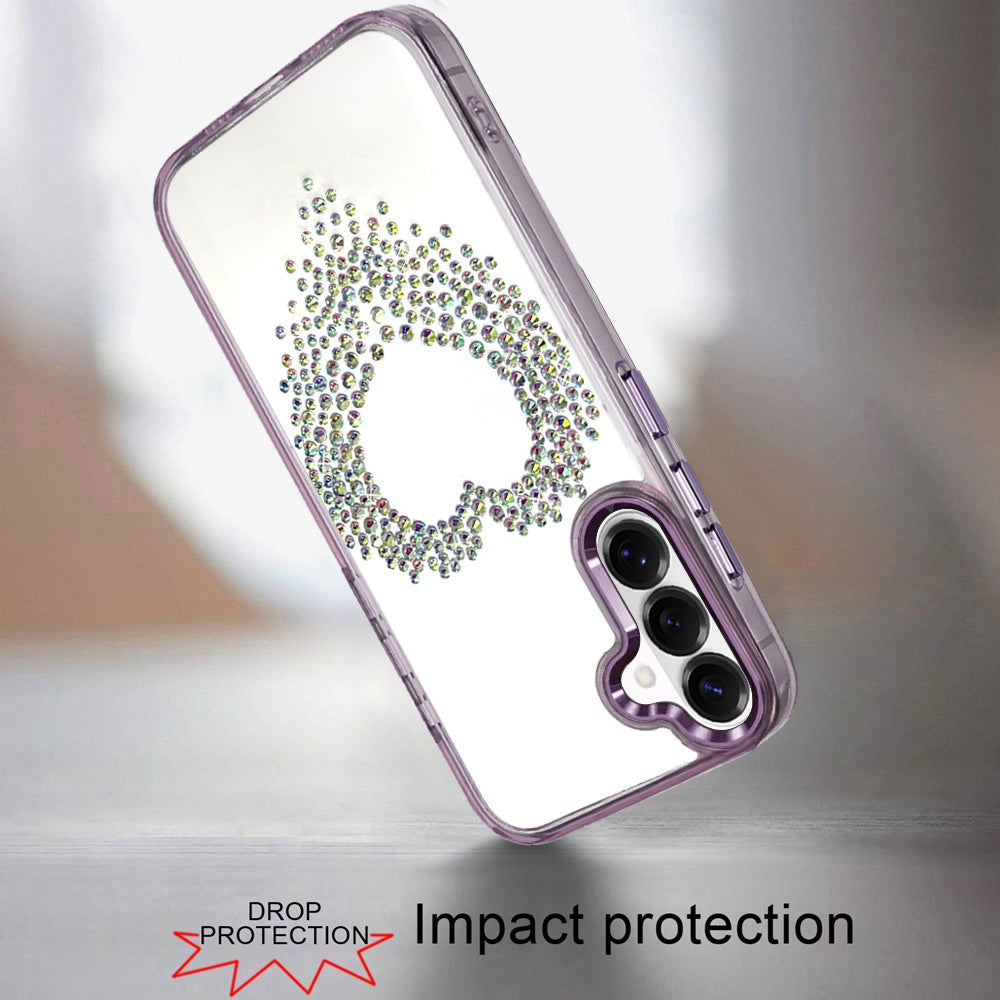 For Samsung Galaxy S26 Angel Hearts Bling Glitter Diamond Hybrid TPU Cover, Colorful Frame Shockproof Protective Back Case Cover