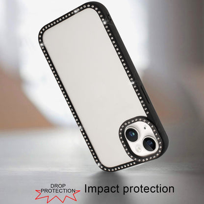 For Apple iPhone 15 Diamond Full Rhinestone Clear Hybrid Protective, Sparkly Bling Transparent Shockproof Bumper All Around Case Cover