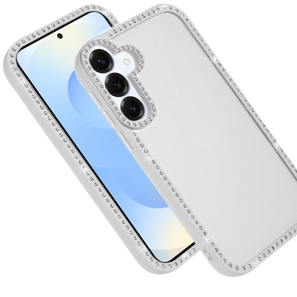 For Samsung Galaxy S25 /S24 Diamond Full Rhinestone Clear Hybrid Protective, Sparkly Bling Transparent Shockproof Bumper All Around Case Cover