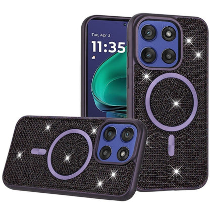 For Motorola Moto G Stylus 5G 2025 Sparkly Diamond Bling Case Rhinestone Skin Hybrid with Magnetic Circle, MagSafe Compatible Case Cover