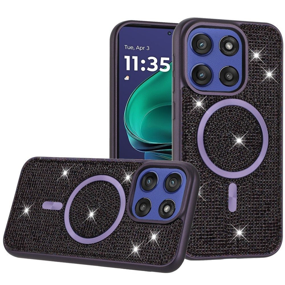For Motorola Moto G 5G 2025 Sparkly Diamond Bling Case Rhinestone Skin Hybrid with Magnetic Circle, MagSafe Compatible Case Cover