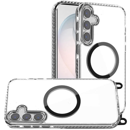 Phone Case for Samsung Galaxy S26+ / S26 Plus Transparent Magnetic Lanyard Shockproof Hybrid Clear Grip Durable Camera Protection TPU Anti-Slip Design Cover