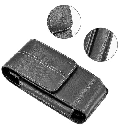 For Apple iPhone 16 Pro (6.3") Universal Vertical Leather Case Holster with 360° Rotation Belt Clip & Credit Card Slots Holder Phone Carrying Phone Waist Pouch [Black]