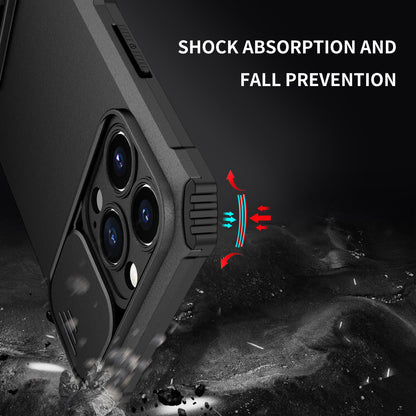 For iPhone XR Hybrid Hard PC & TPU Rubber Shockproof with Kickstand & Covered Camera Protection Case Cover Black