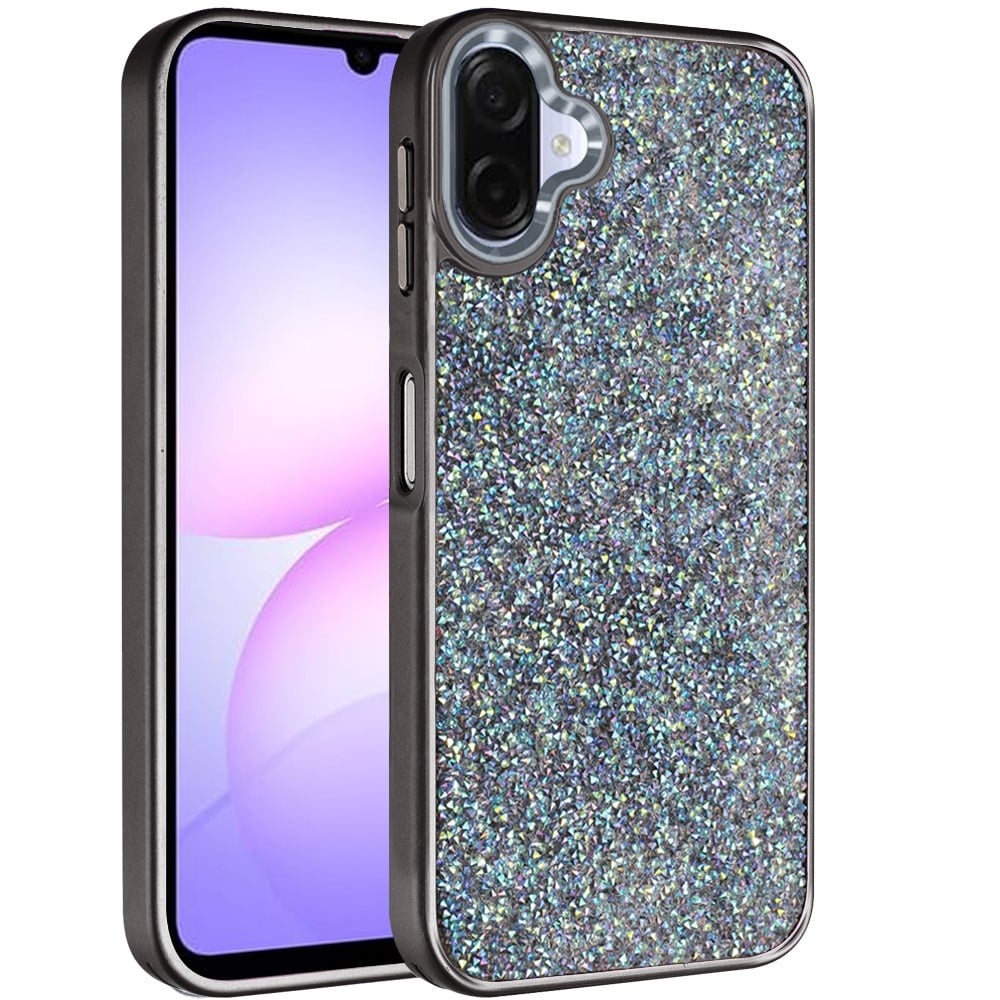 For Samsung Galaxy A07 Crystal Sparkle Diamond Glass Full Mini Glitter Bling Frame TPU Hybrid Protective Case Cover