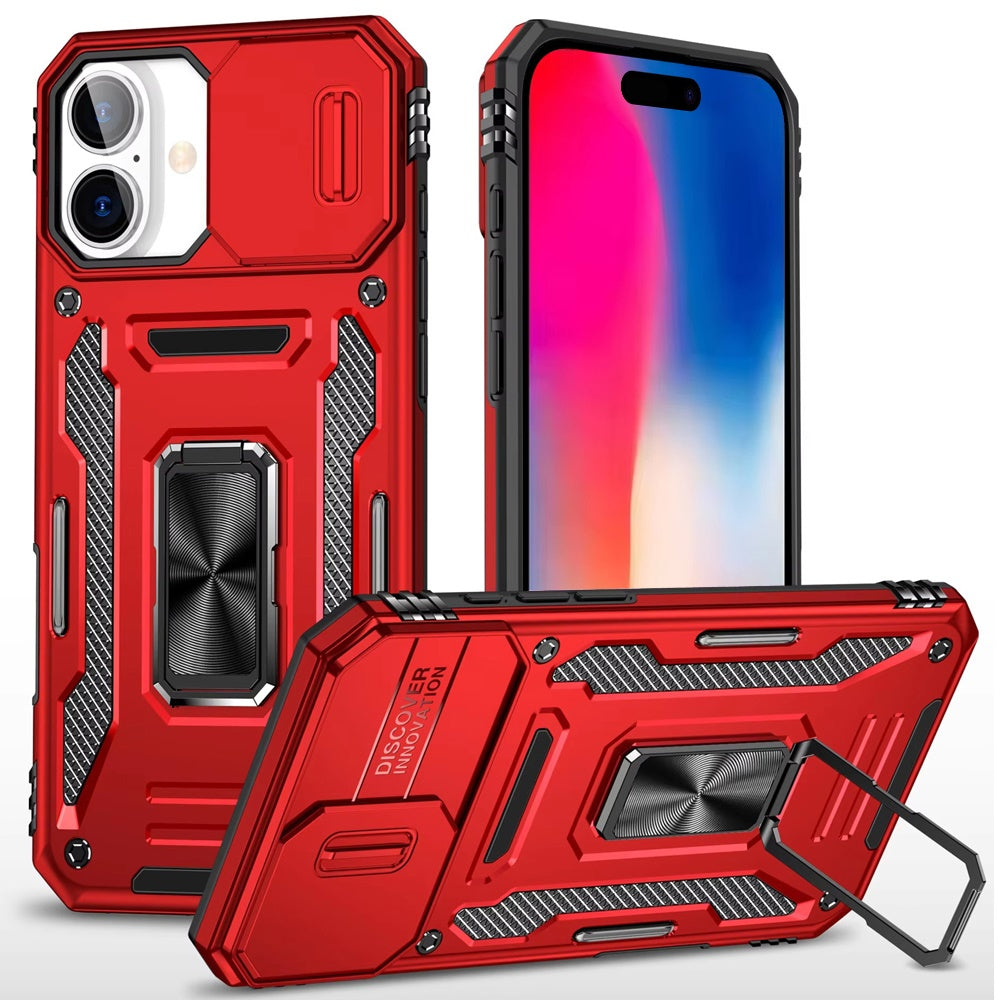 Apple iPhone 16 Pro (6.3") Hybrid Case with Rotation Ring Stand Shockproof & Camera Window TPU Armor Dropproof