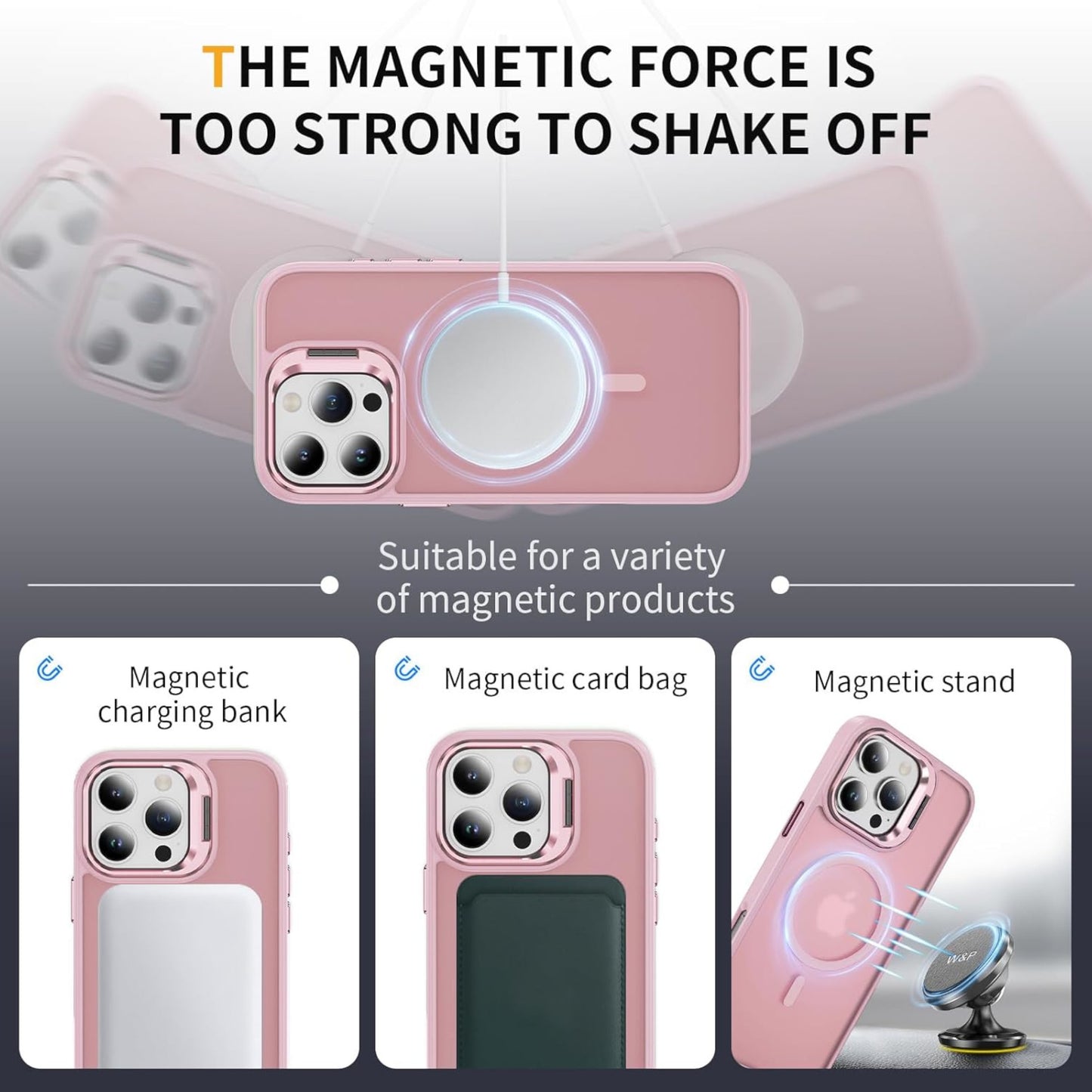 For Apple iPhone 17 Pro Max Clear Back Hybrid with MagSafe Compatible Metal Camera Stand Colorful Bumper Frame Shockproof Case Cover