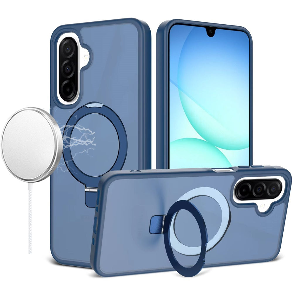 For Samsung Galaxy A17 5G Magnetic Circle Back with Ring Stand Full Rotation Matte Hybrid Shockproof Case Cover Cosmic Orange