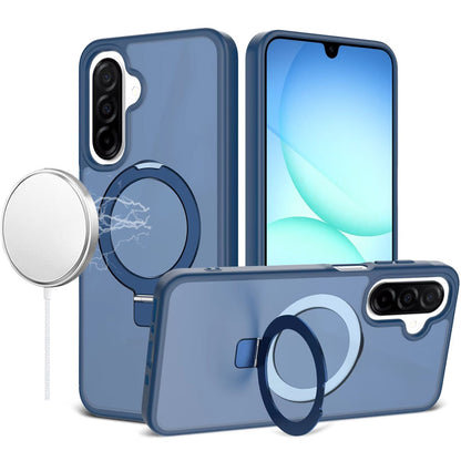 For Samsung Galaxy A17 5G Magnetic Circle Back with Ring Stand Full Rotation Matte Hybrid Shockproof Case Cover Cosmic Orange